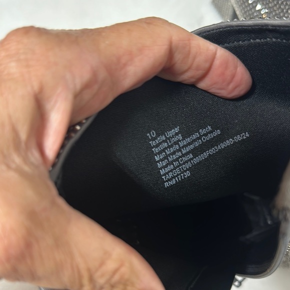 A New Day Silver Gunmetal Grey Ankle Booties with Block Heel and Rhinestones - Picture 16 of 16